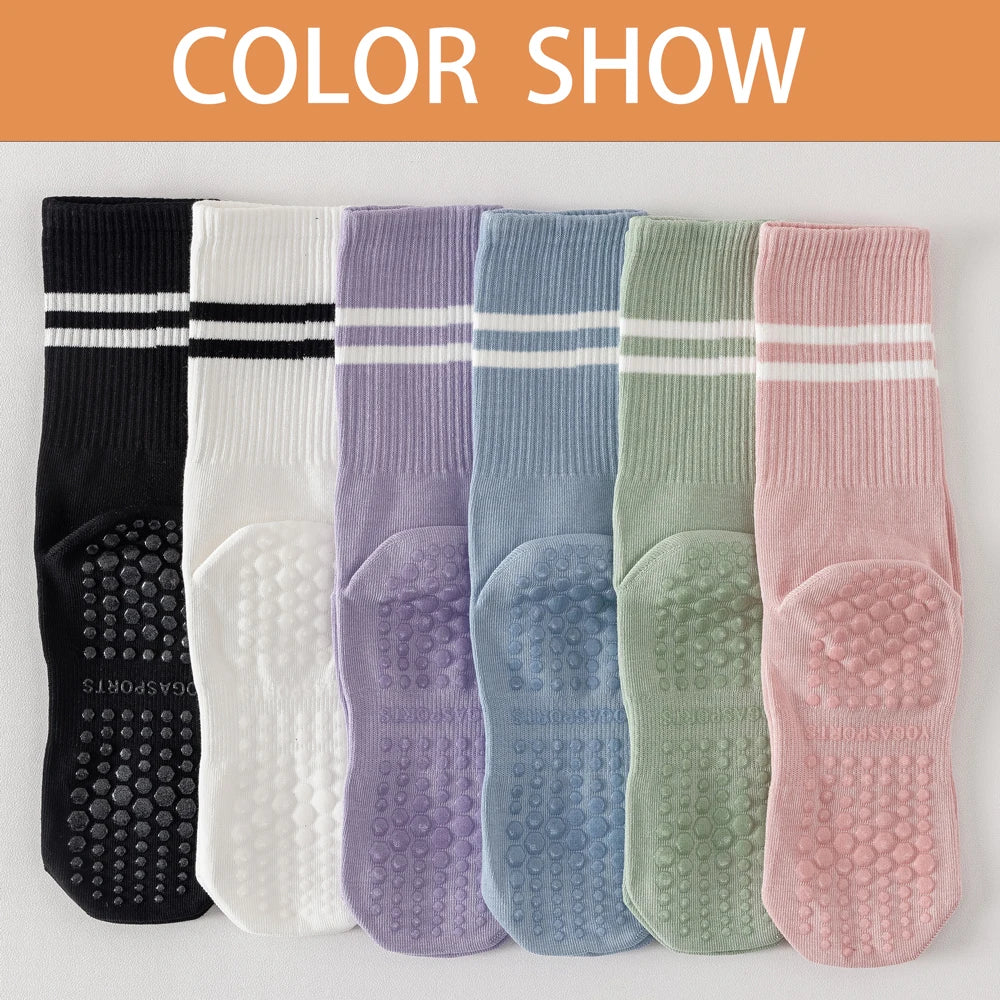 3 Pairs Women's Non Slip Yoga Socks Breathable Cotton
