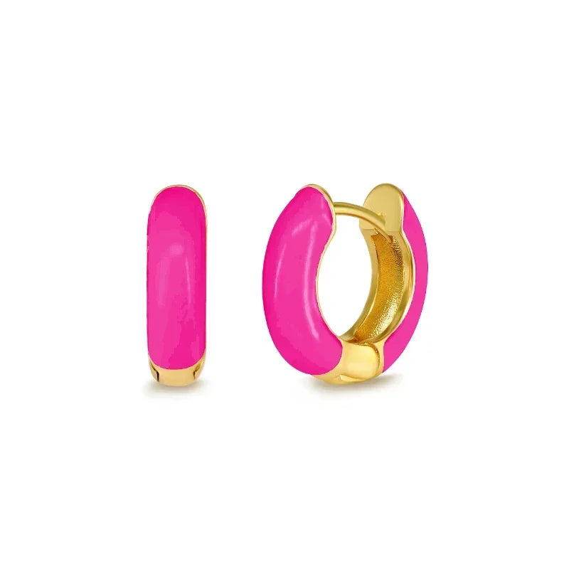 Rose Red Zircon Hoop Earrings for Women Minimalist Dangle Party Jewelry Trend 2025