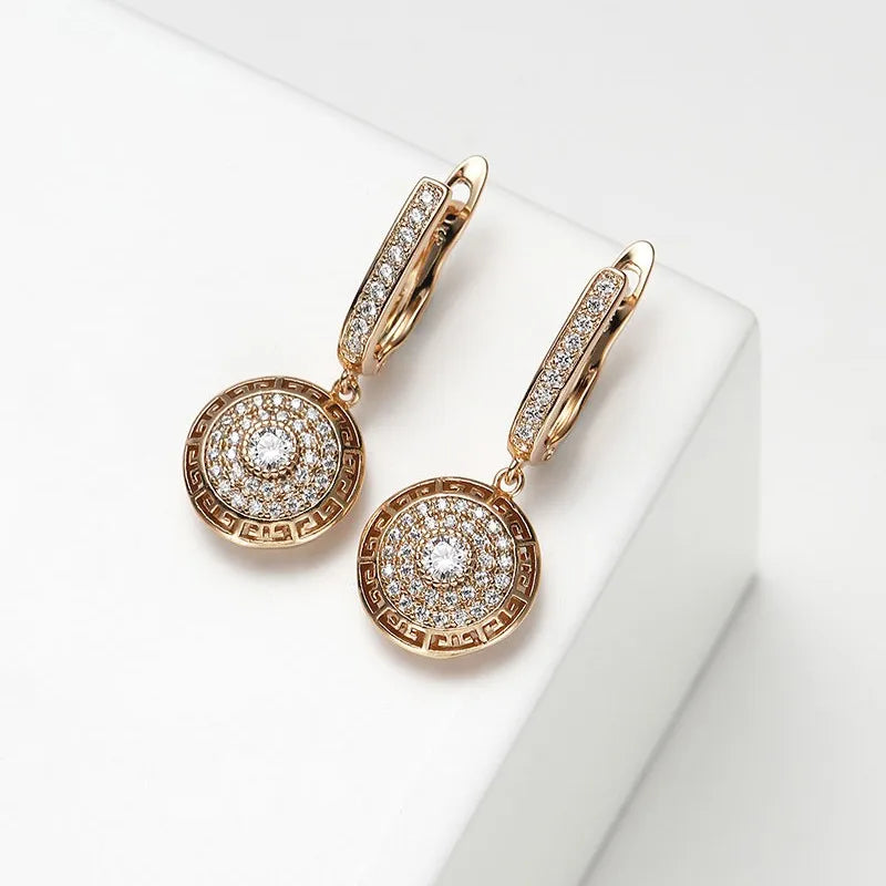 Dckazz Rose Gold Crystal Pendant Intertwined Drop Earrings for Women Christmas Gift