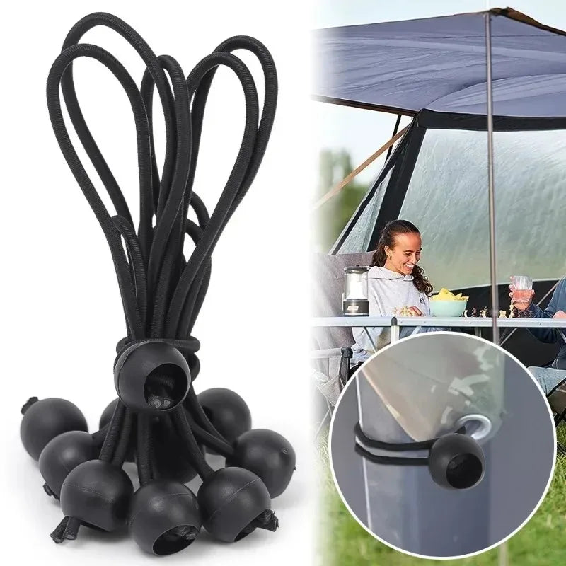 Heavy Duty Outdoor Elastic Bungee Cords Portable Tent Tie Down Rope for Shelter Cargo Canopy Tarpaulin Fixing