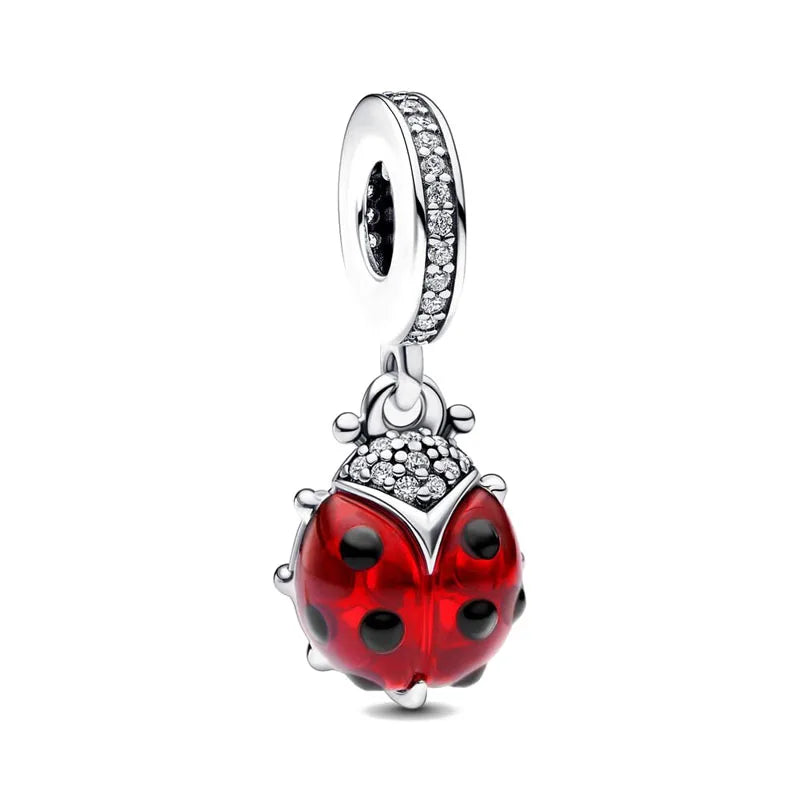 European Mother's Day Love Heart Spring Blue Pendant Bead Charm Jewelry for Women