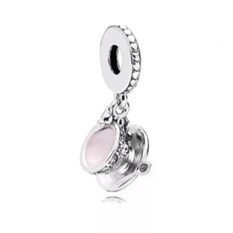 Hot Pink Murano Glass Charm Bead For 925 Bracelet Pendant