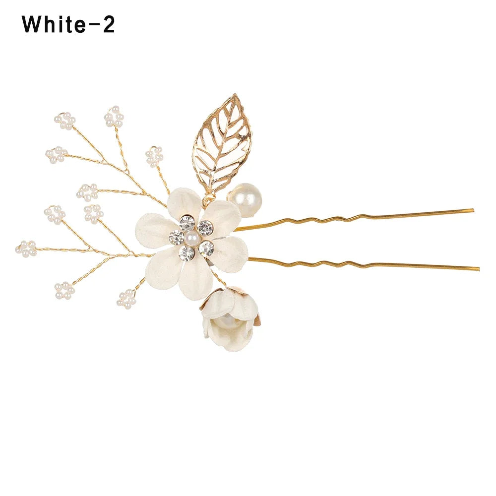 Luxury Crystal Crown Hair Combs - Elegant Bridal Clips with Leaf Design pink 1