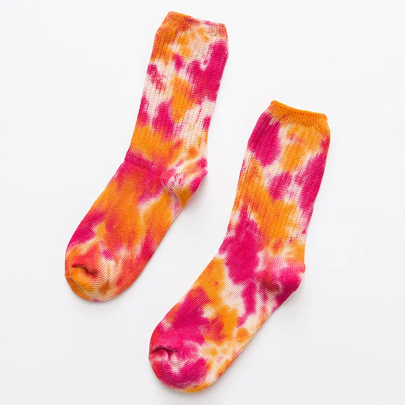 Unisex Antibacterial Tie Dye Cotton Blend Cycling Socks
