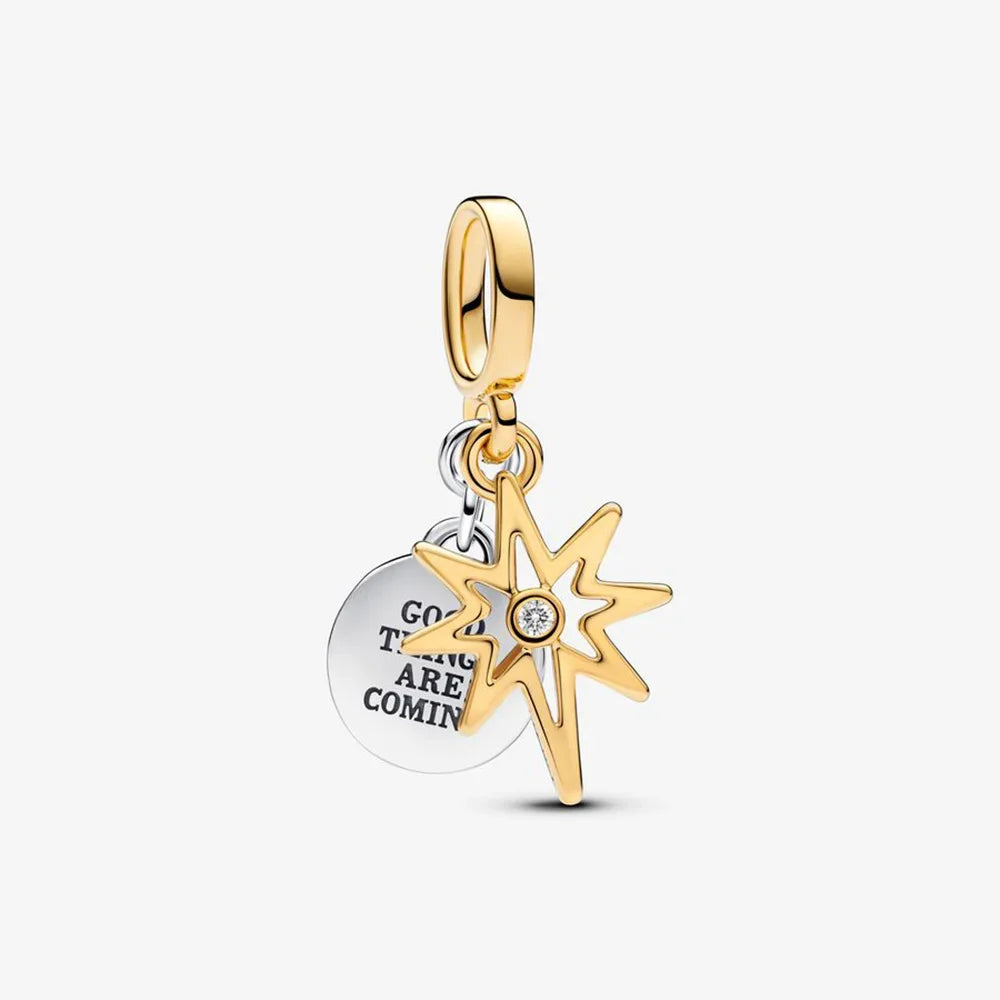 925 Sterling Silver Colorful Heart Clover Rose Star Butterfly Bird Zircon Bead Charms for DIY Bracelet and Necklace Gifts for Women