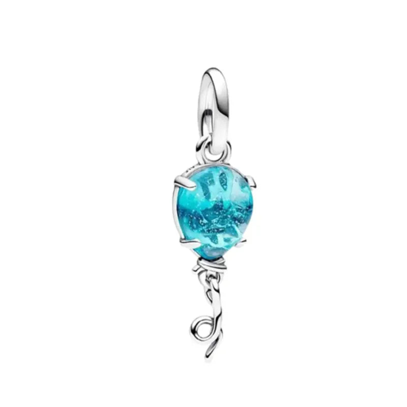 European Mother's Day Love Heart Spring Blue Pendant Bead Charm Jewelry for Women