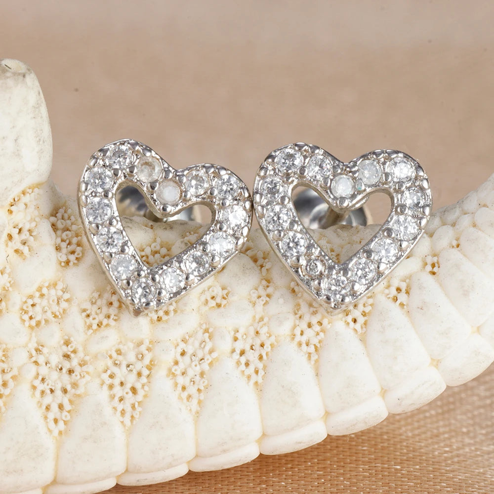 2Pcs Helix Ear Piercing Stud Earrings for Women Zircon Heart Star Moon Tragus Accessories Jewelry Gift