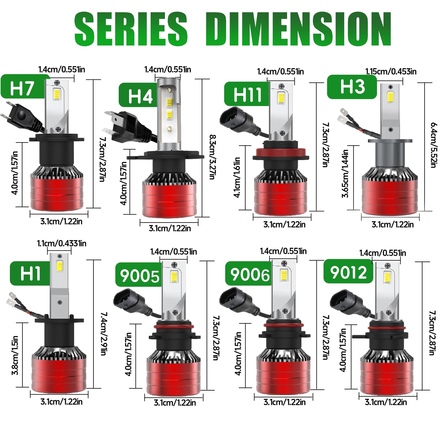 Heyword Canbus H4 H7 H1 LED Headlight 6000K 30000LM