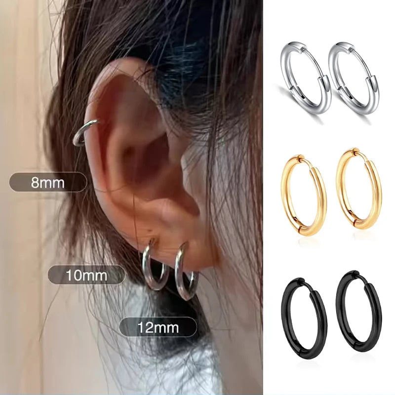 Classic Stainless Steel Hoop Earrings Set for Men and Women 2024
