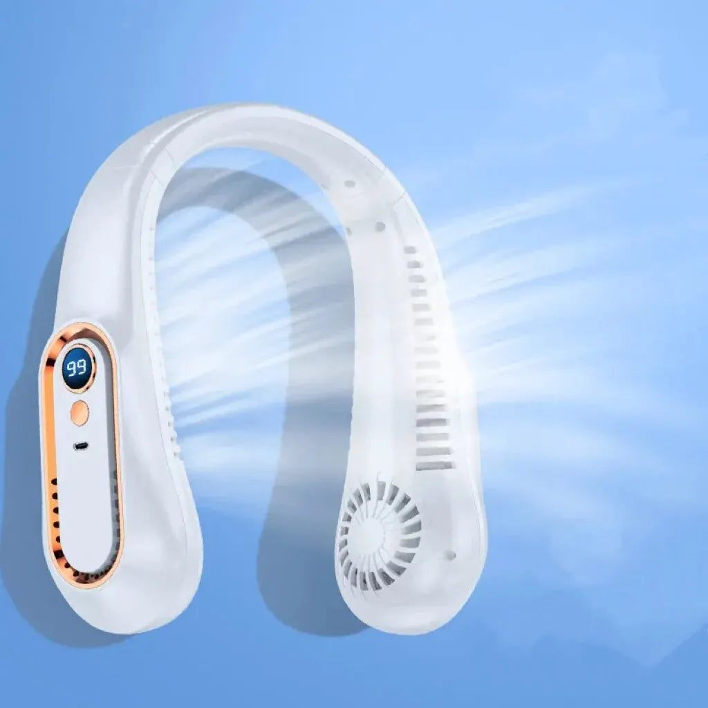 2024 USB Rechargeable Portable Neck Fan with Dual Ventilation