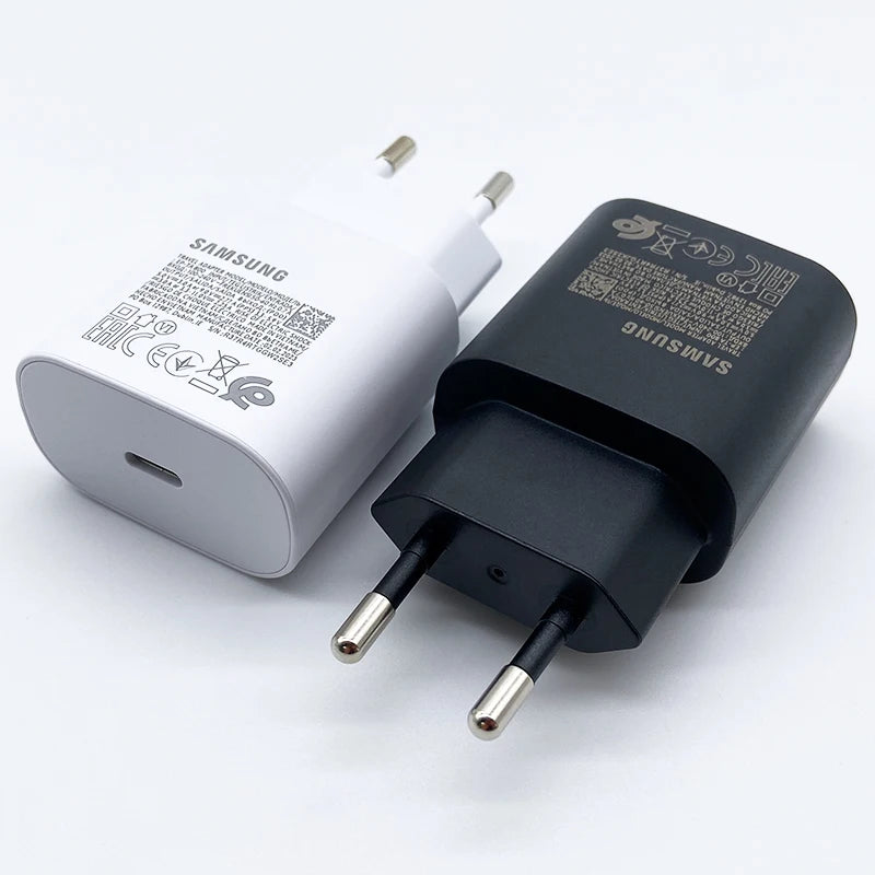 Samsung 25W Super Fast Charger USB Type C Adapter With 3A Cable Intelligent Charge For Galaxy S24 S23 S22 S21 S20 A54 A34 Z Flip 4 5 6 Z Fold Compatible