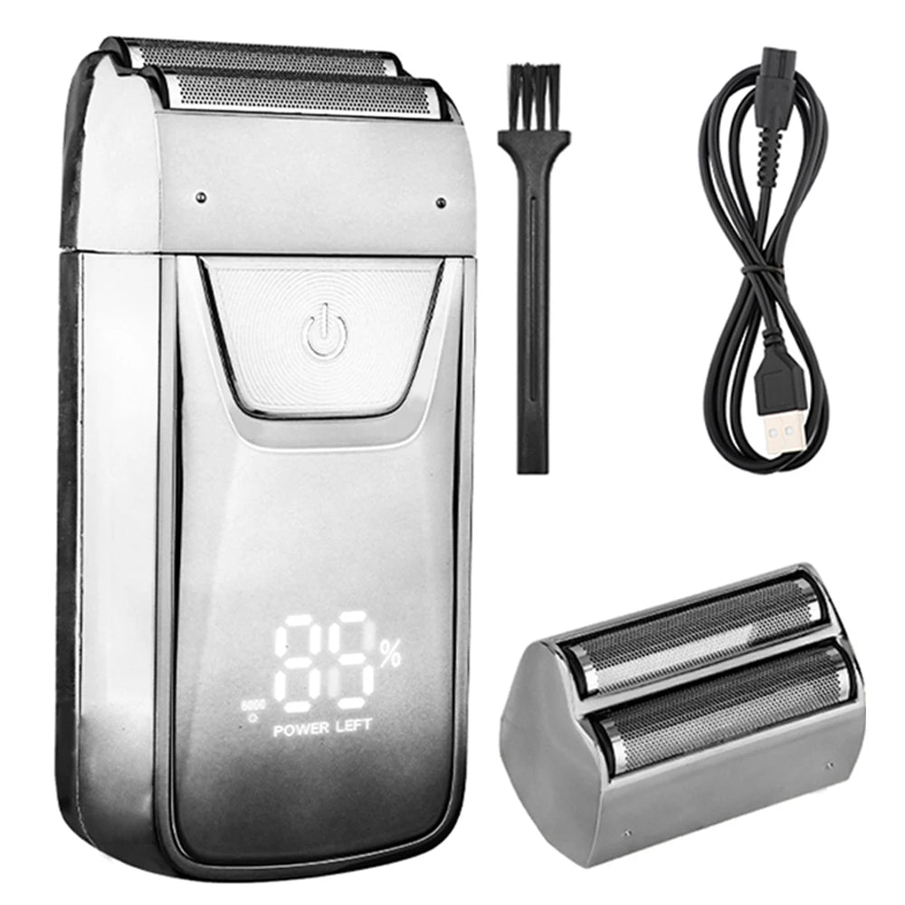 HIENA Pro Electric Shaver for Men Rechargeable Stainless Steel Hair Clipper with Floating Head Wet and Dry Use