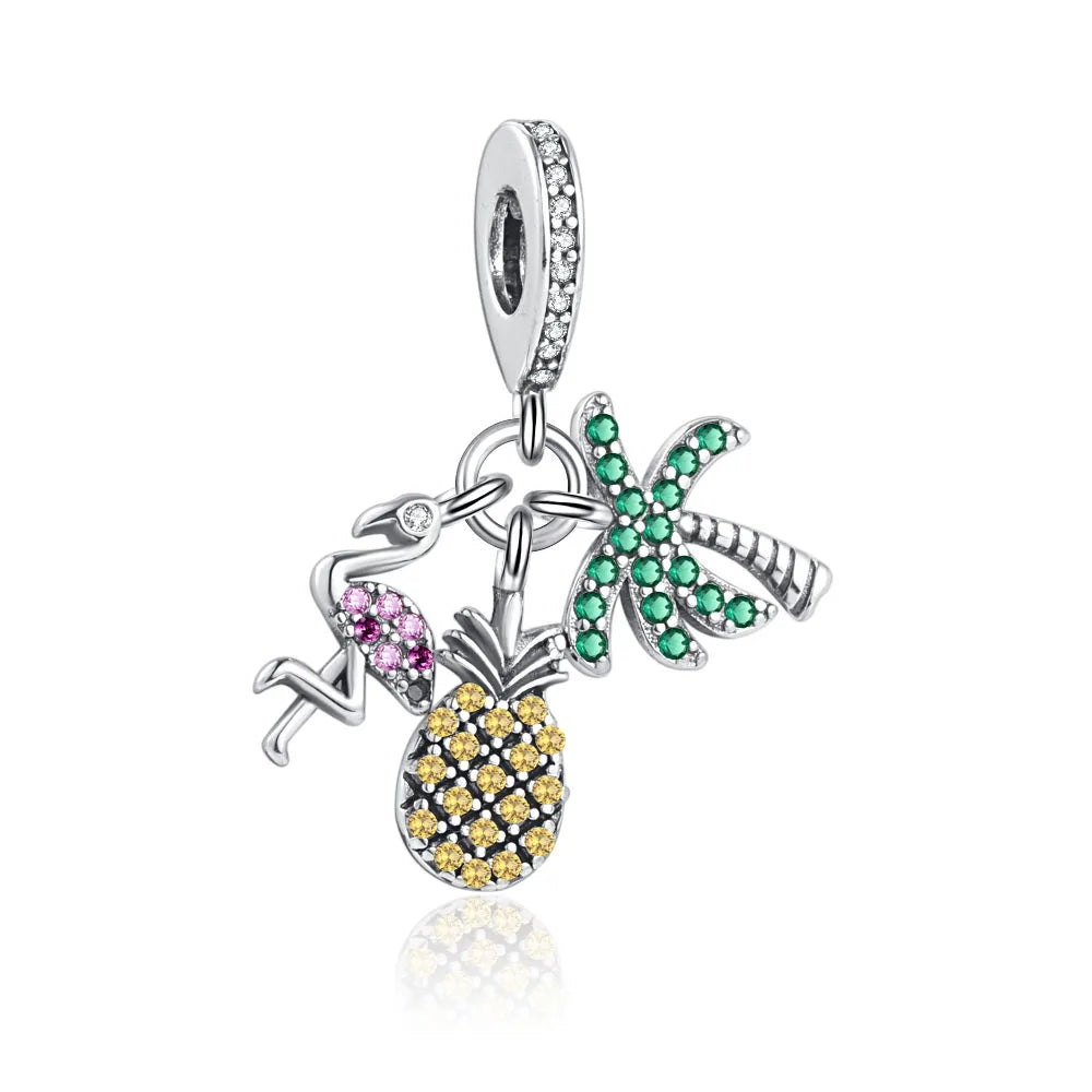 Sunflower Evil Eye Charm 925 Silver Plated Bead for DIY Bracelets Women's Jewelry B2852