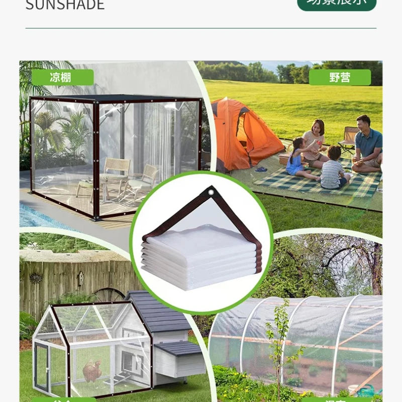 Clear Waterproof Tarps with Grommets for Patio Henhouse Porch Canopy and Camping Cover