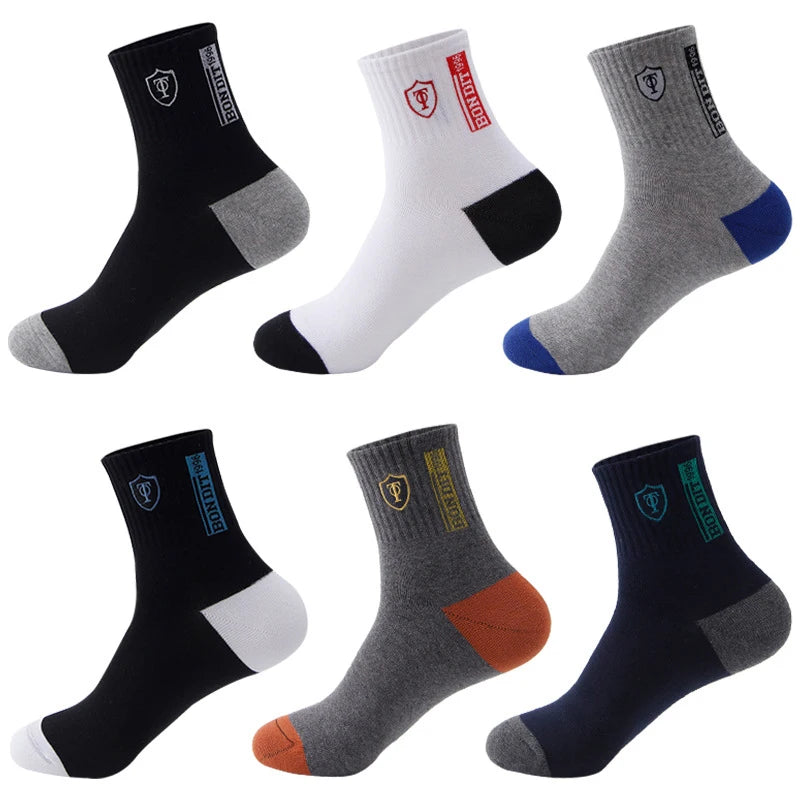 5 Pairs Men’s Summer Sports Socks Breathable Sweat Absorbent Thin Basketball Crew Socks EU 38-47