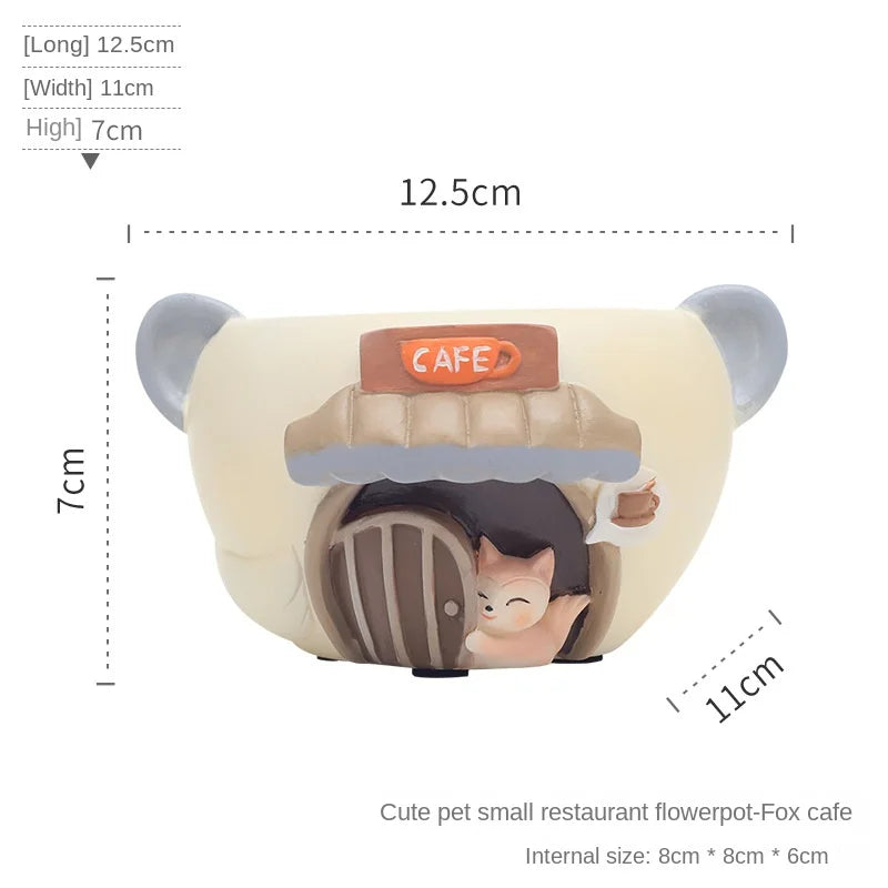 Whimsical Cute Animal Resin Mini Planter for Succulents Desktop Office and Home Decor