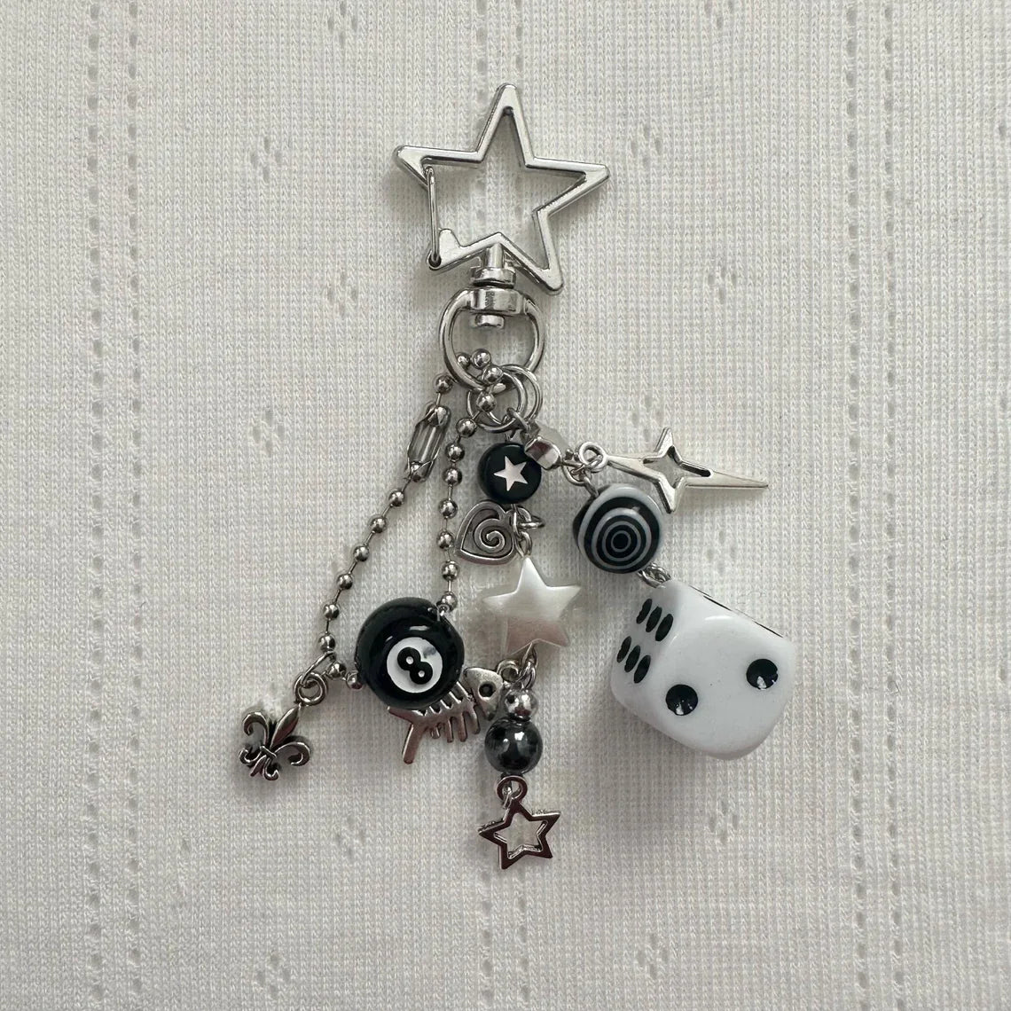 Handmade Edgy Rockstar Dice Keychains for Emo and Y2K Style