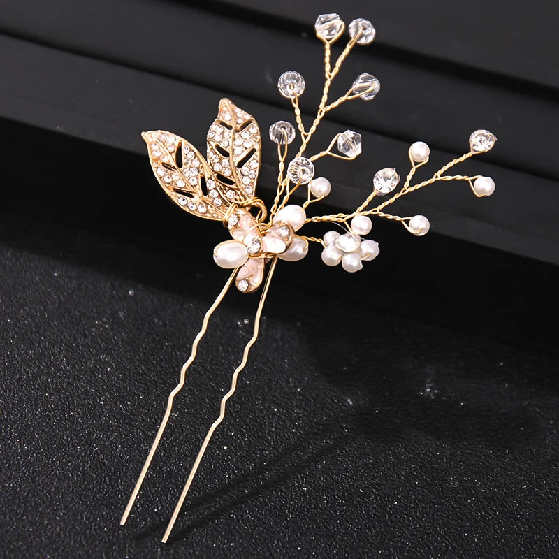 Elegant Crystal Pearl Rhinestone Hairpins for Women Bridal Party Accessories