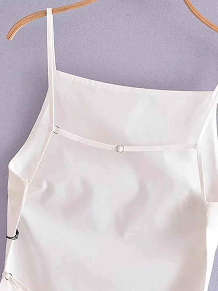 Backless Tank Top Women Straight Neck Thin Straps Camisole