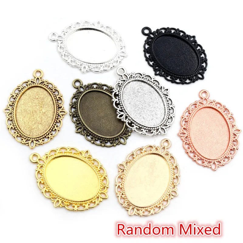 Antique Finish Cameo Cabochon Bracelet Setting Trays in Gold Silver Bronze and Rhodium 10 Pack