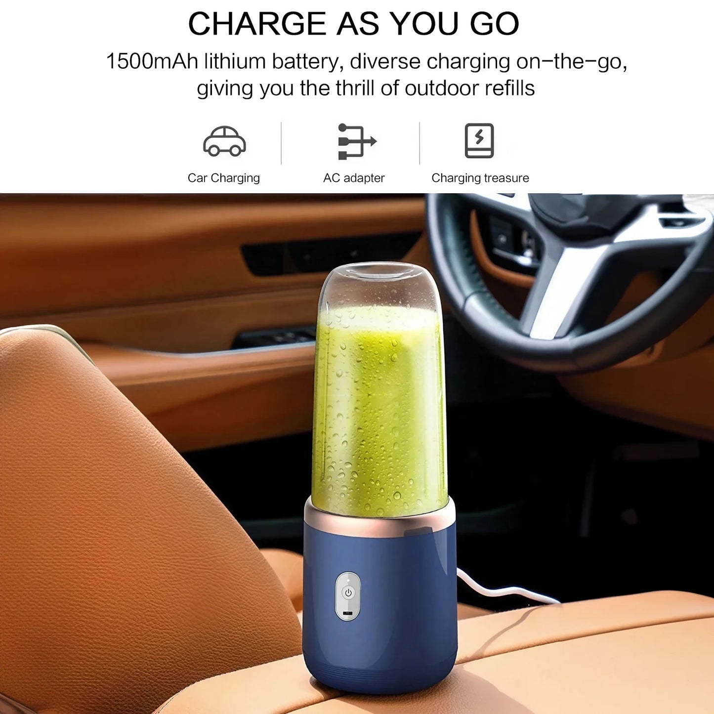 Compact Manual Juicer Kitchen Gadget - 400ml USB Blender