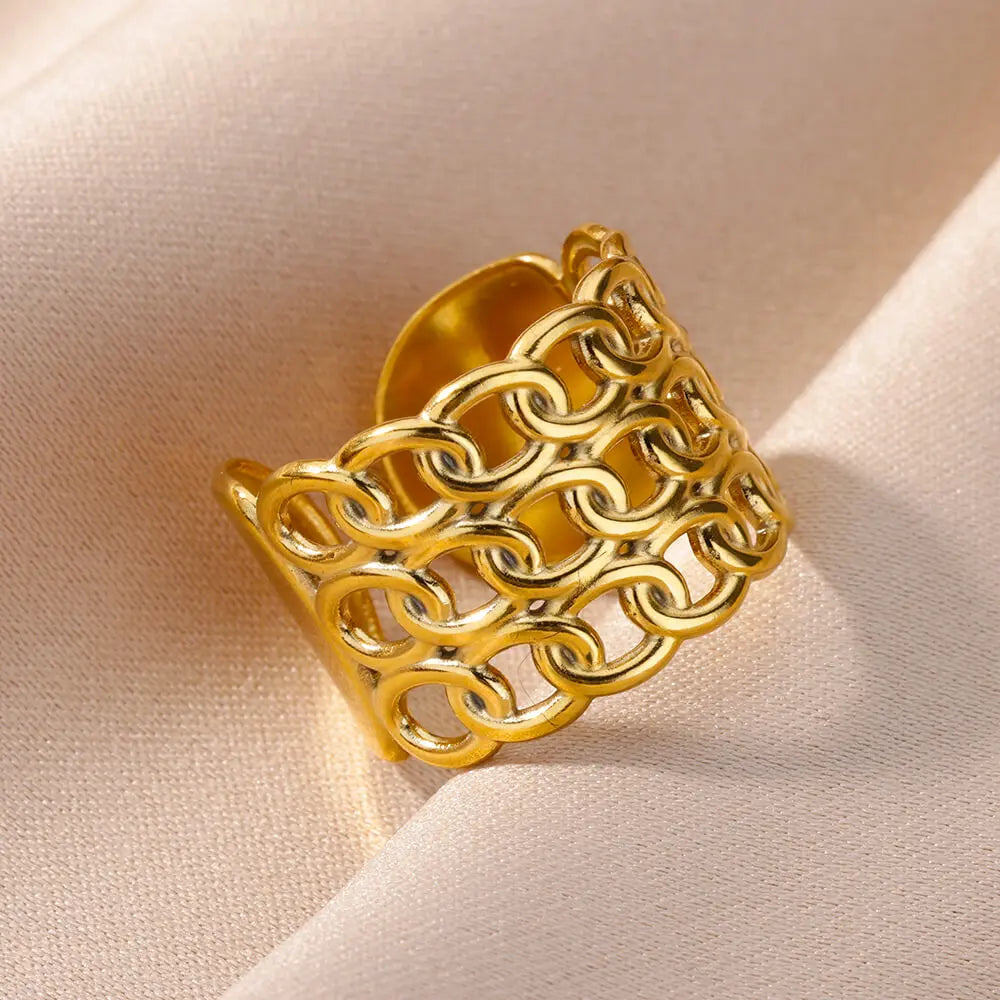Gold Color 316L Stainless Steel Women's Rings - Fade-Resistant Luxury Wedding Jewelry with Free Shipping