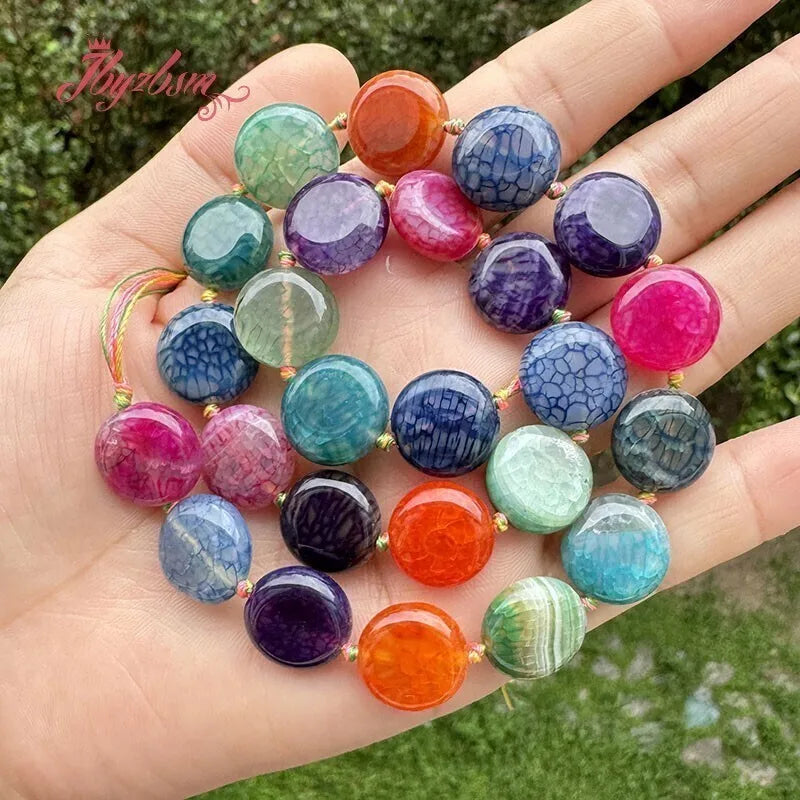Natural Multicolor Cracked Agate Faceted Stone Beads for DIY Necklaces and Bracelets 15 Inches