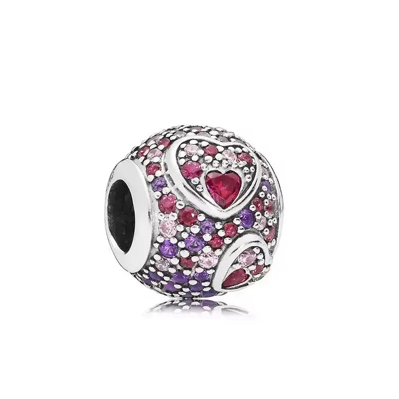 925 Sterling Silver Purple Star Animal Heart Flower Charms Beads for DIY Necklace and Bracelet Jewelry Gift