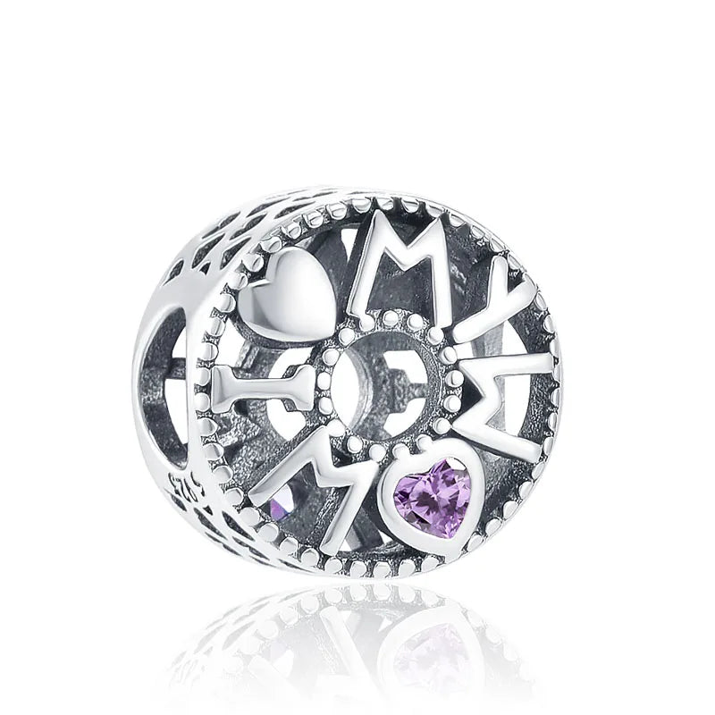 Elegant 925 Sterling Silver Bow Charm with Zircon for Mother's Day Bracelet