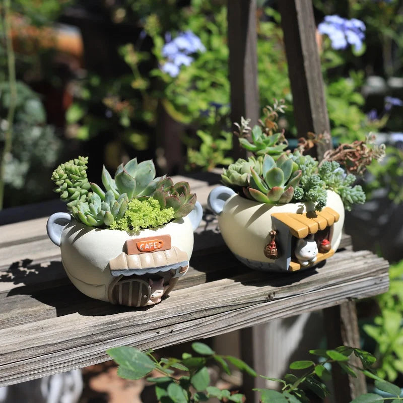 Whimsical Cute Animal Resin Mini Planter for Succulents Desktop Office and Home Decor