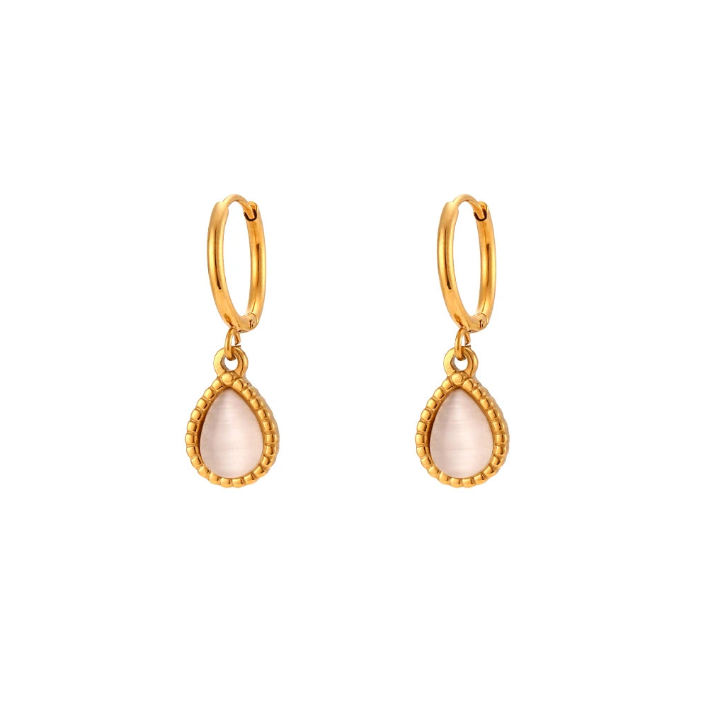 Elegant Waterdrop Opal Necklace for Women - Stainless Steel Semi-Precious Stone Jewelry Gift