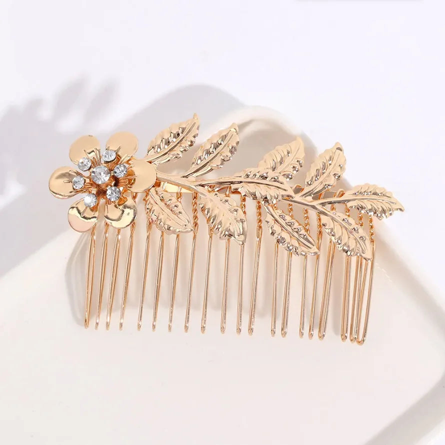 Bridal Crystal Hair Comb - Elegant Hair Clips & Pins for Brides Gold-3