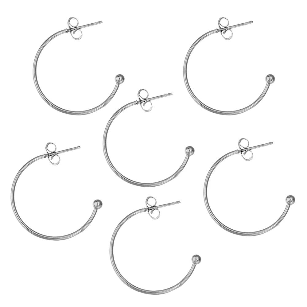 Stainless Steel C-Shaped Ear Hooks DIY Earring Posts Jewelry Making Supplies Set