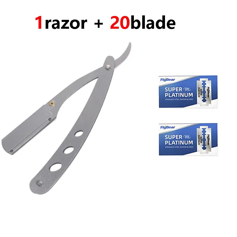 Men Professional Barber Razor Manual Shaver Stainless Steel C634-1razor 20 blade