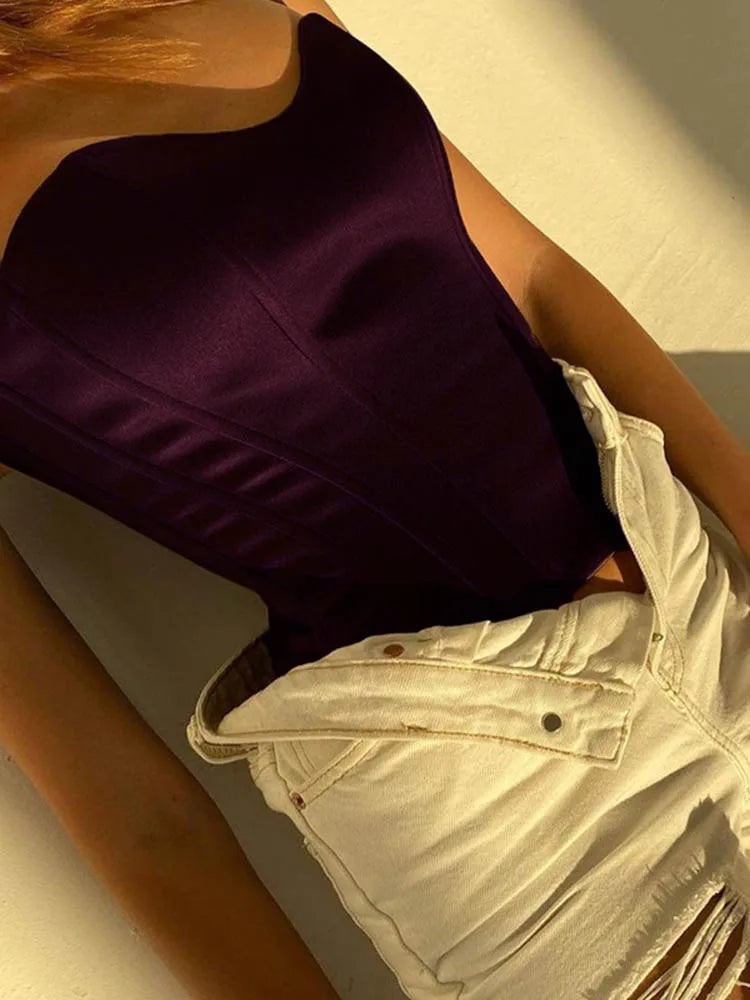 Sexy Strapless Satin Corset Crop Tube Top Summer 2024