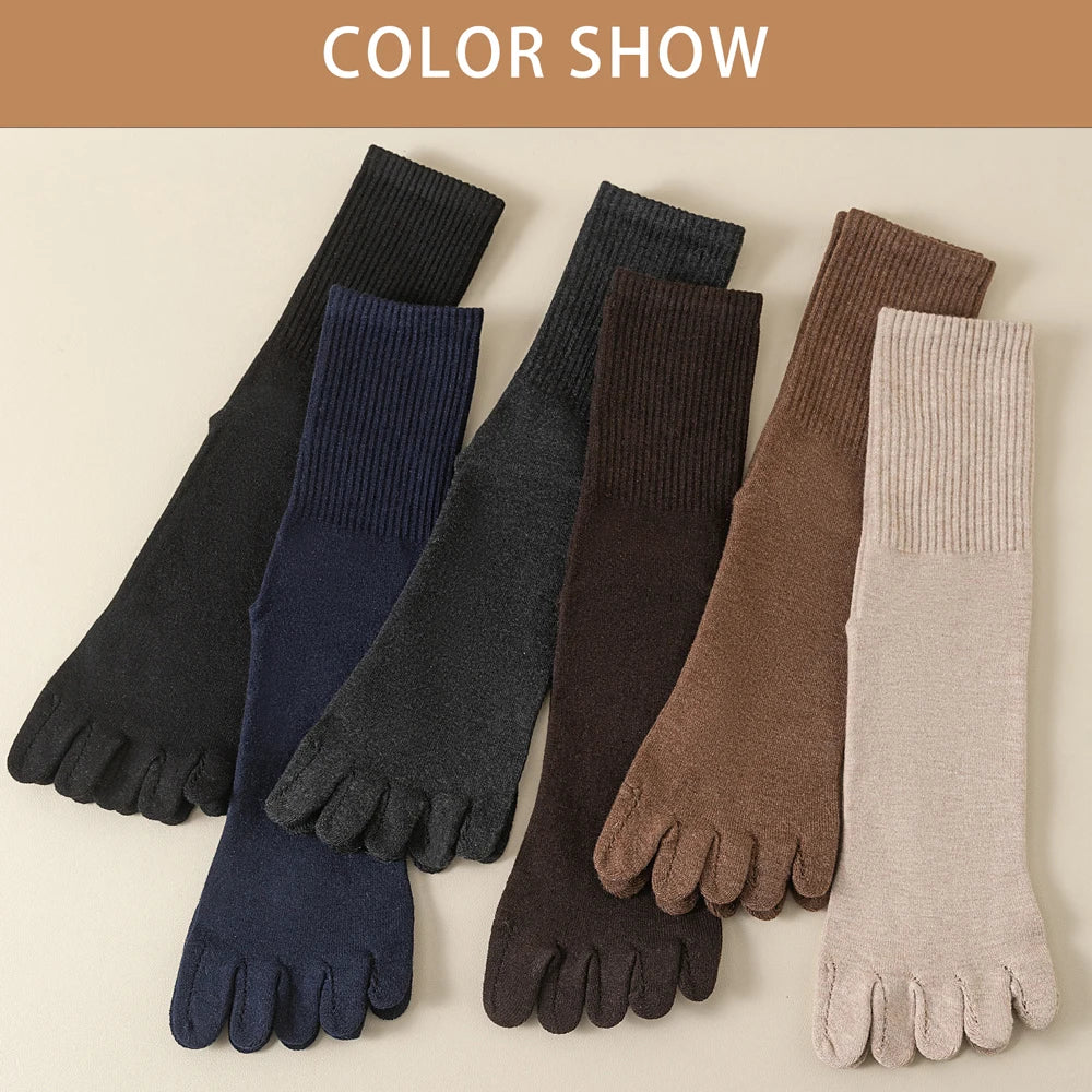 Mens Wool Five Finger Toe Socks Breathable Business