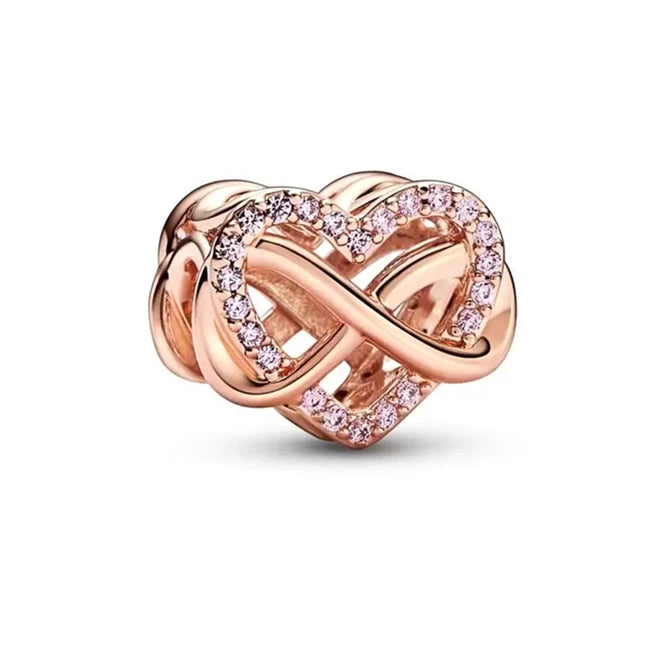 Sparkling Rose Gold Family Tree & Flower Charm Bead for European Silver Bracelet YY0186