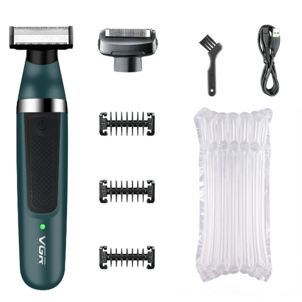 VGR Razor Professional Shaving Machine Electric Shaver Waterproof Beard Trimmer Razor 2 In 1 Hair Trimmer Shaver for Men V-393 with box add 2 head