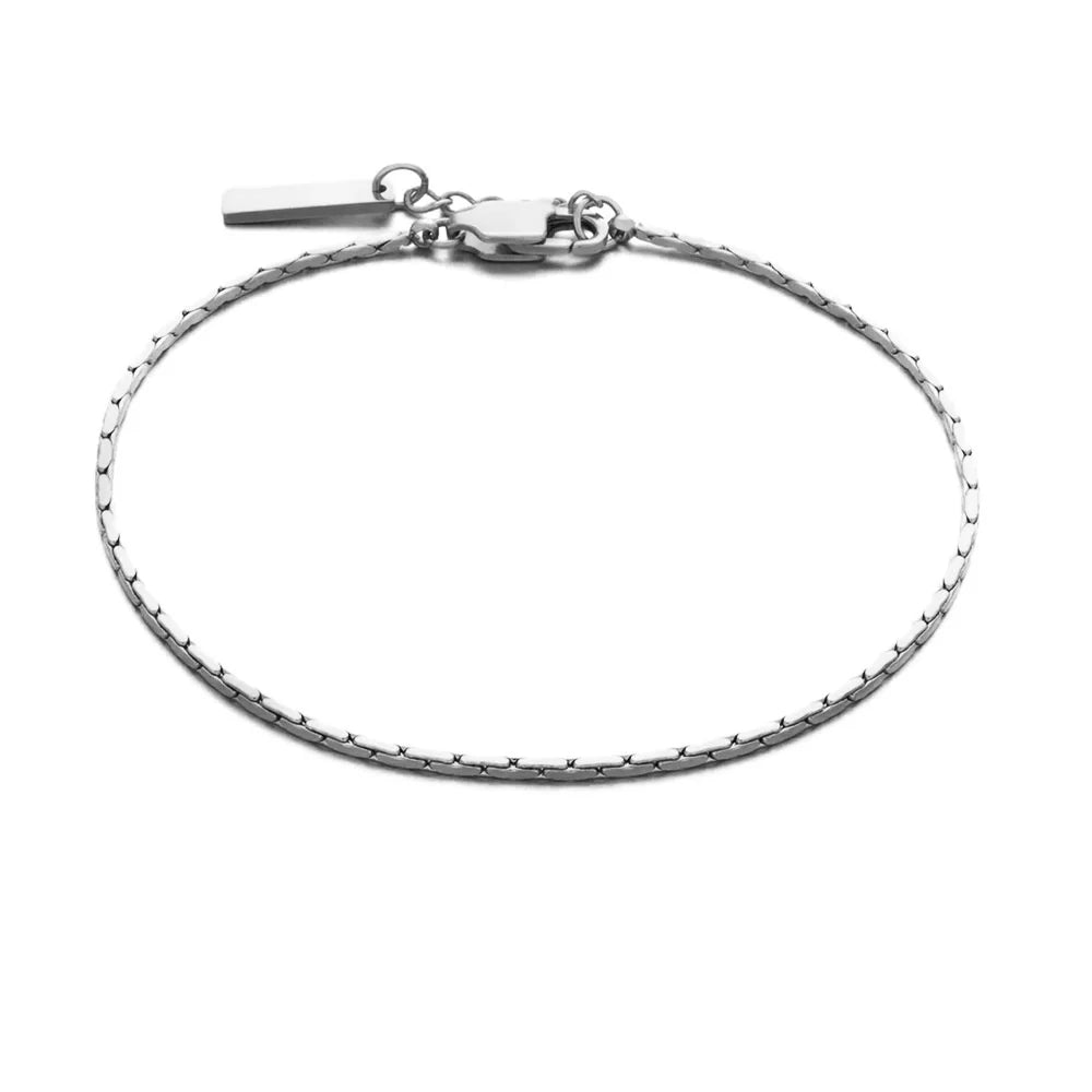 Men's Gold-Tone Stainless Steel Hammer Chain Bracelet Trendy Square Link Design