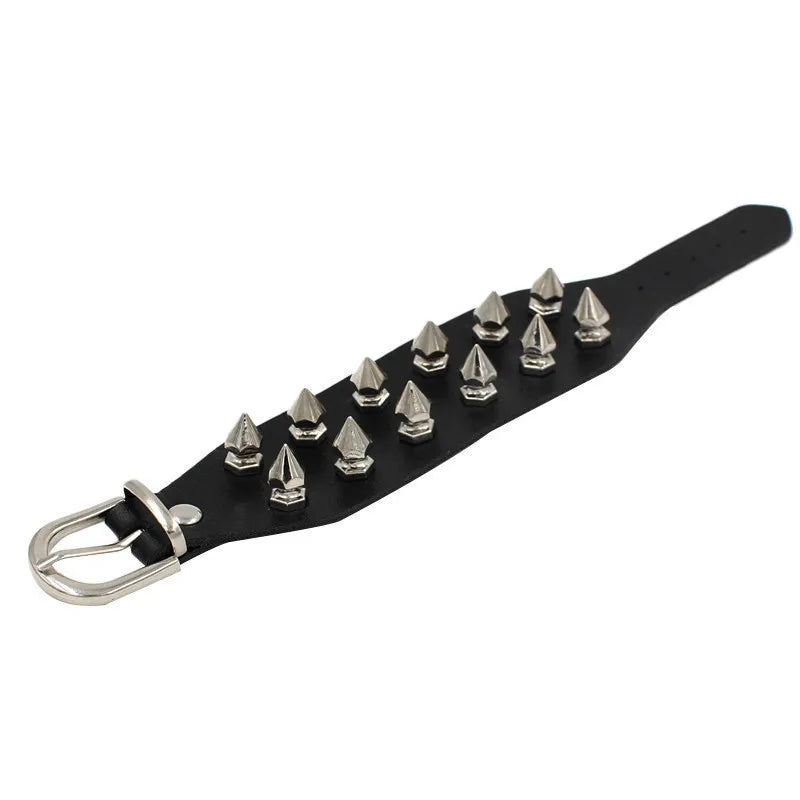 Gothic Punk Cat Heart Leather Bracelet For Women And Men