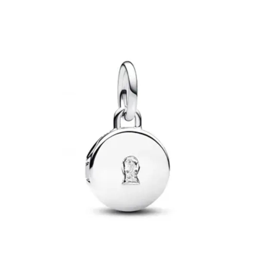 Rose Gold Padlock Heart Key Pendant Necklace for Women 925 Silver with Zircon Beads P2029