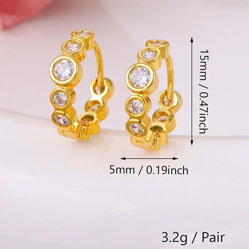 Crmya Gold-Color Cubic Zirconia Hoop Earrings Set for Women Fashion Jewelry 2023