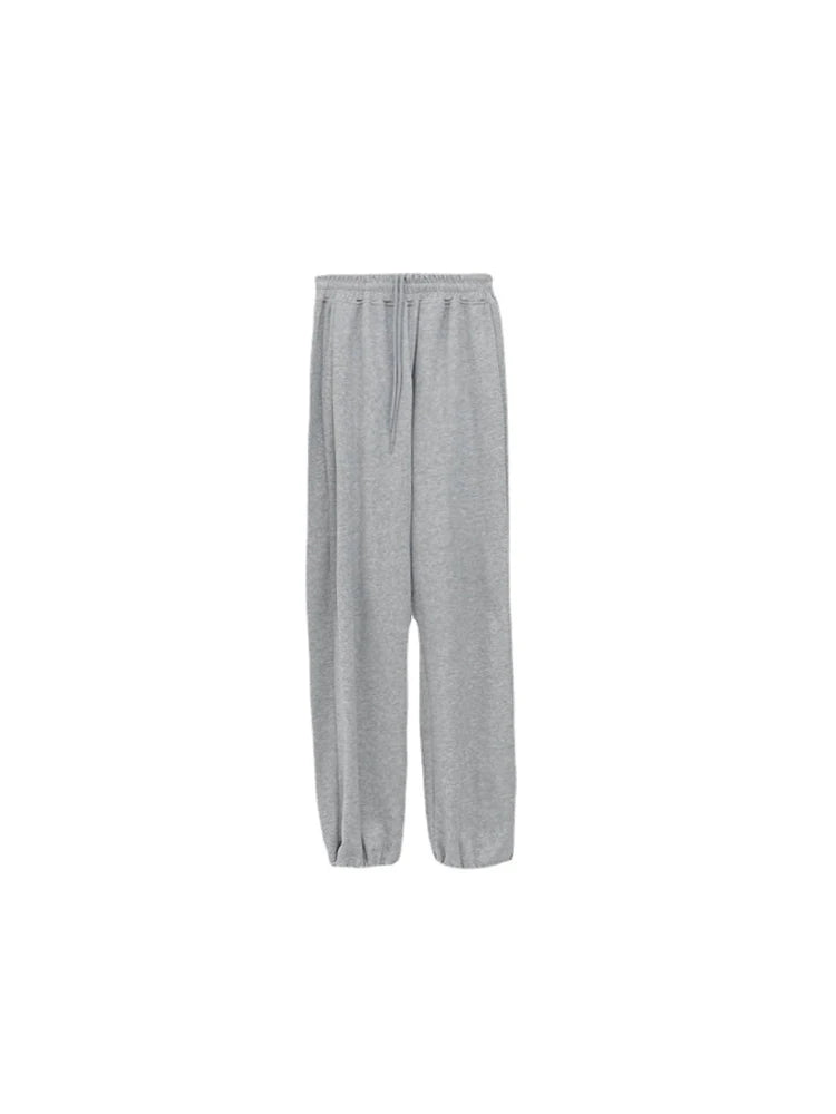 Korean White Blue High Waist Loose Drawstring Harem Pants