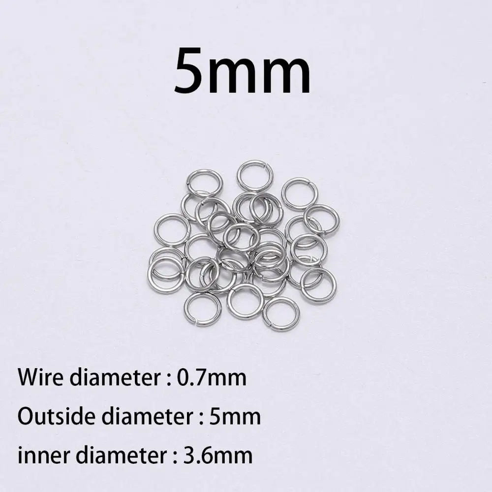 Stainless Steel Jump Rings Open Loops for DIY Jewelry Making 30 to 200 Pieces 0.7 x 5mm 200pcs
