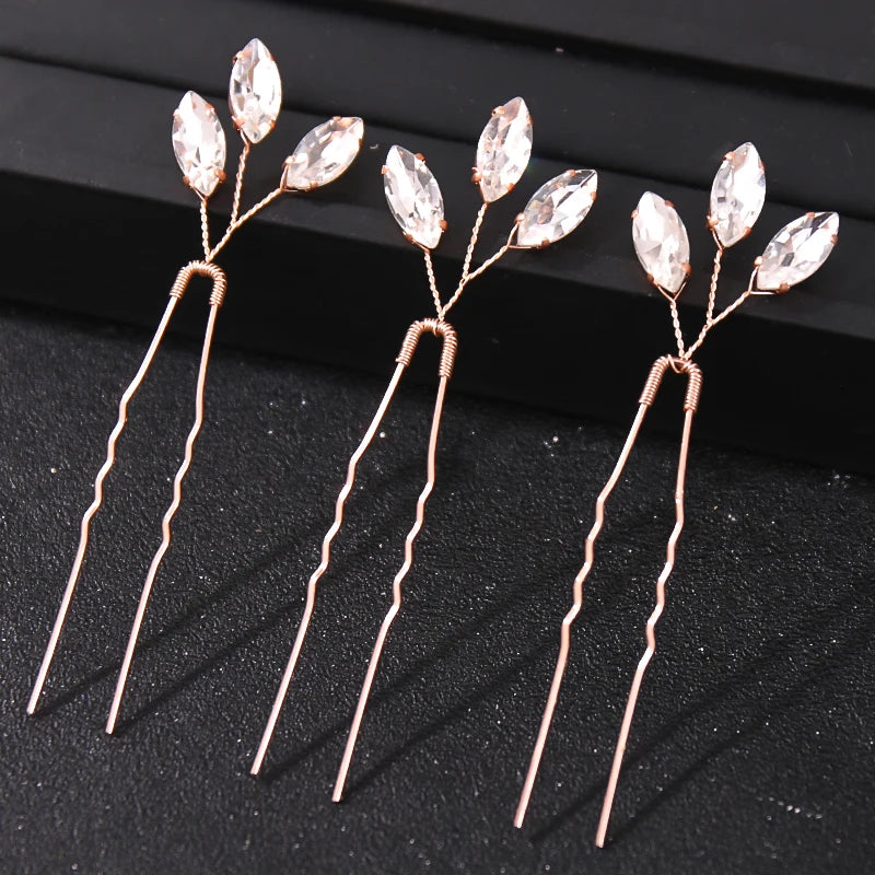 Elegant Crystal Pearl Rhinestone Hairpins for Women Bridal Party Accessories