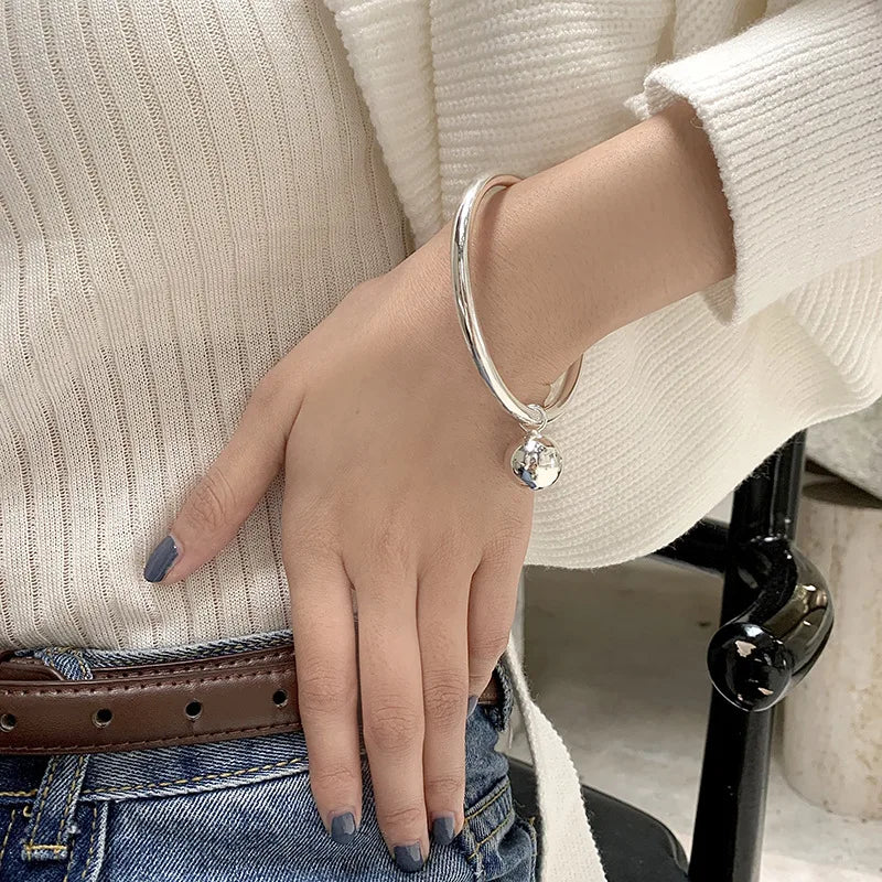Elegant 925 Sterling Silver Ball Design Bangle for Women - Perfect Birthday Gift 2024