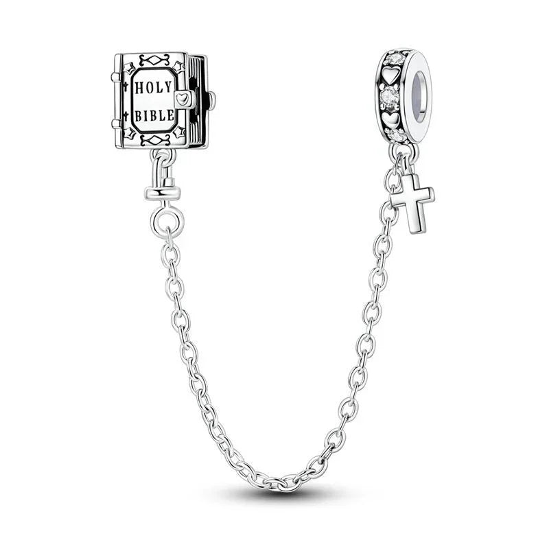 925 Sterling Silver Clover Daisy Star Moon Pavé Safety Chain Bow Necklace and Bracelet Set Luxury Fine Jewelry for Women