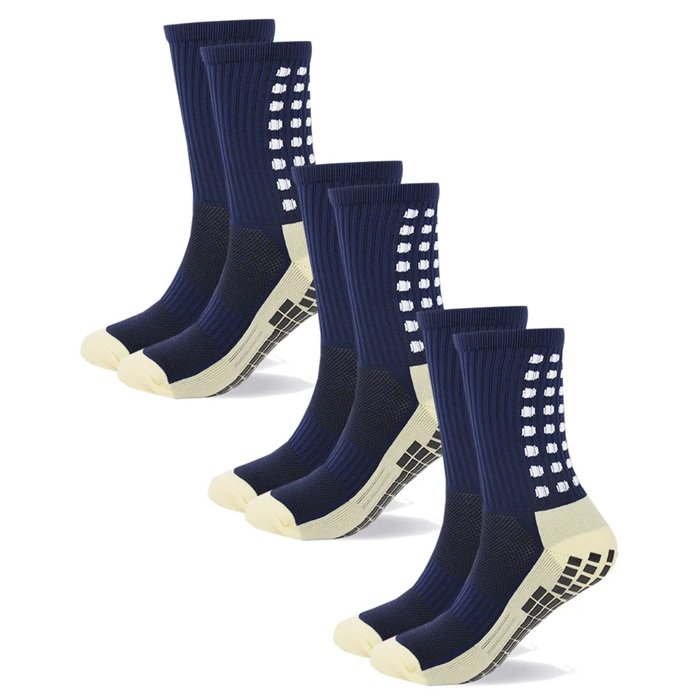 3 Pairs Unisex Anti Slip Crew Socks Towel Sole Cushioned