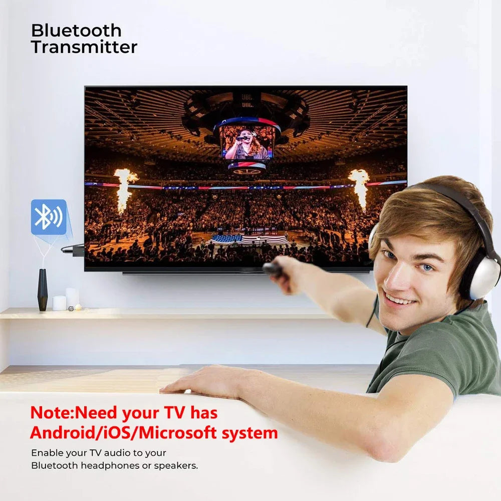CMAOS Bluetooth 5.0 3 in 1 USB Transmitter Receiver Adapter with 3.5mm AUX for TV PC Headphones and Home Stereo Audio