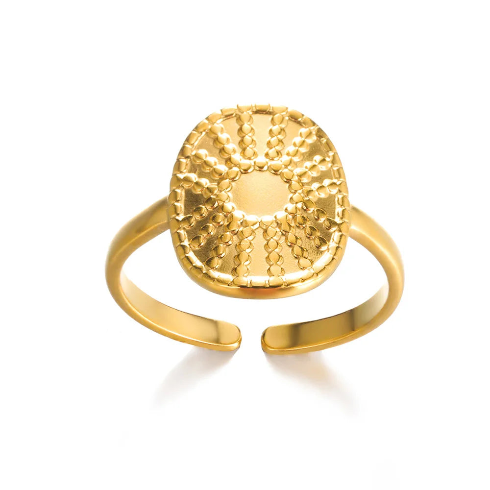Gold Color 316L Stainless Steel Women's Rings - Fade-Resistant Luxury Wedding Jewelry with Free Shipping
